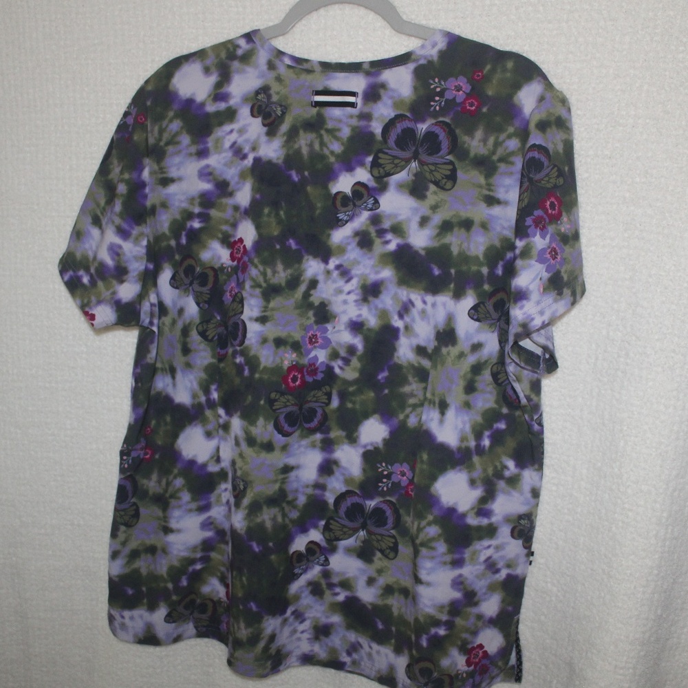 PreLoved Beyond Scrubs Womens Butterfly Floral Tie Dye  Scrub top in Sz (XL) - Picture 8 of 11